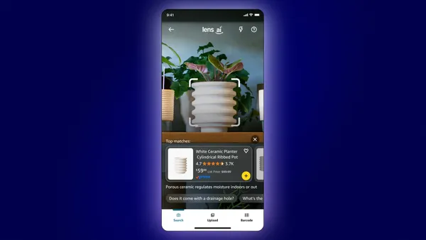 The Amazon Lens Live feature on a mobile phone.