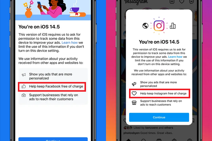 Facebook iOS 14.5 prompt