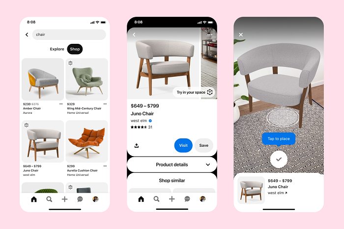 Pinterest AR furniture placement