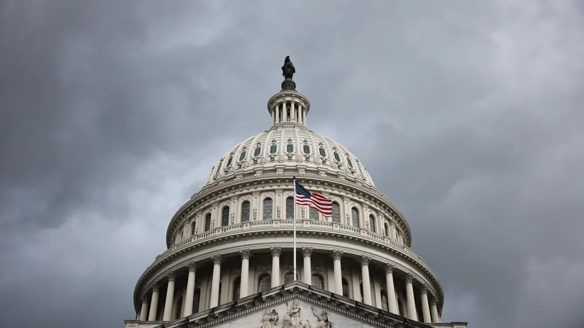 Storm clouds gather near the U.S. Capitol