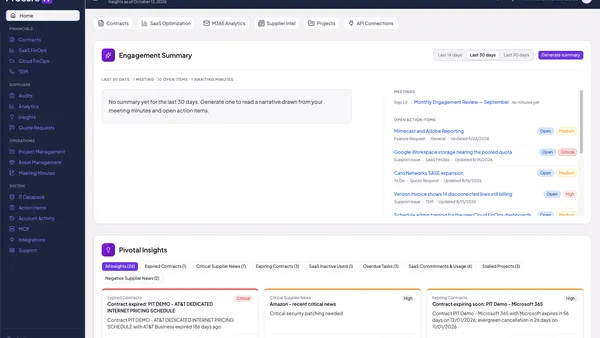 screenshot of a software platform called Procure IT