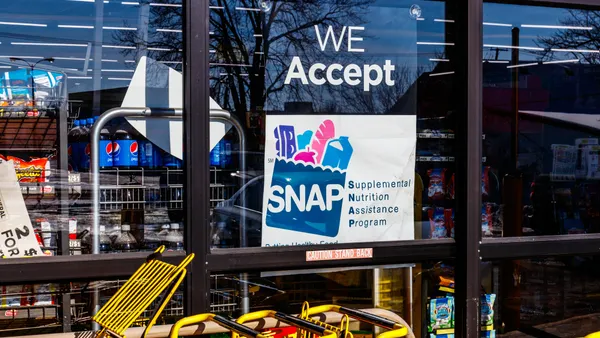 A SNAP acceptance sign at a retailer