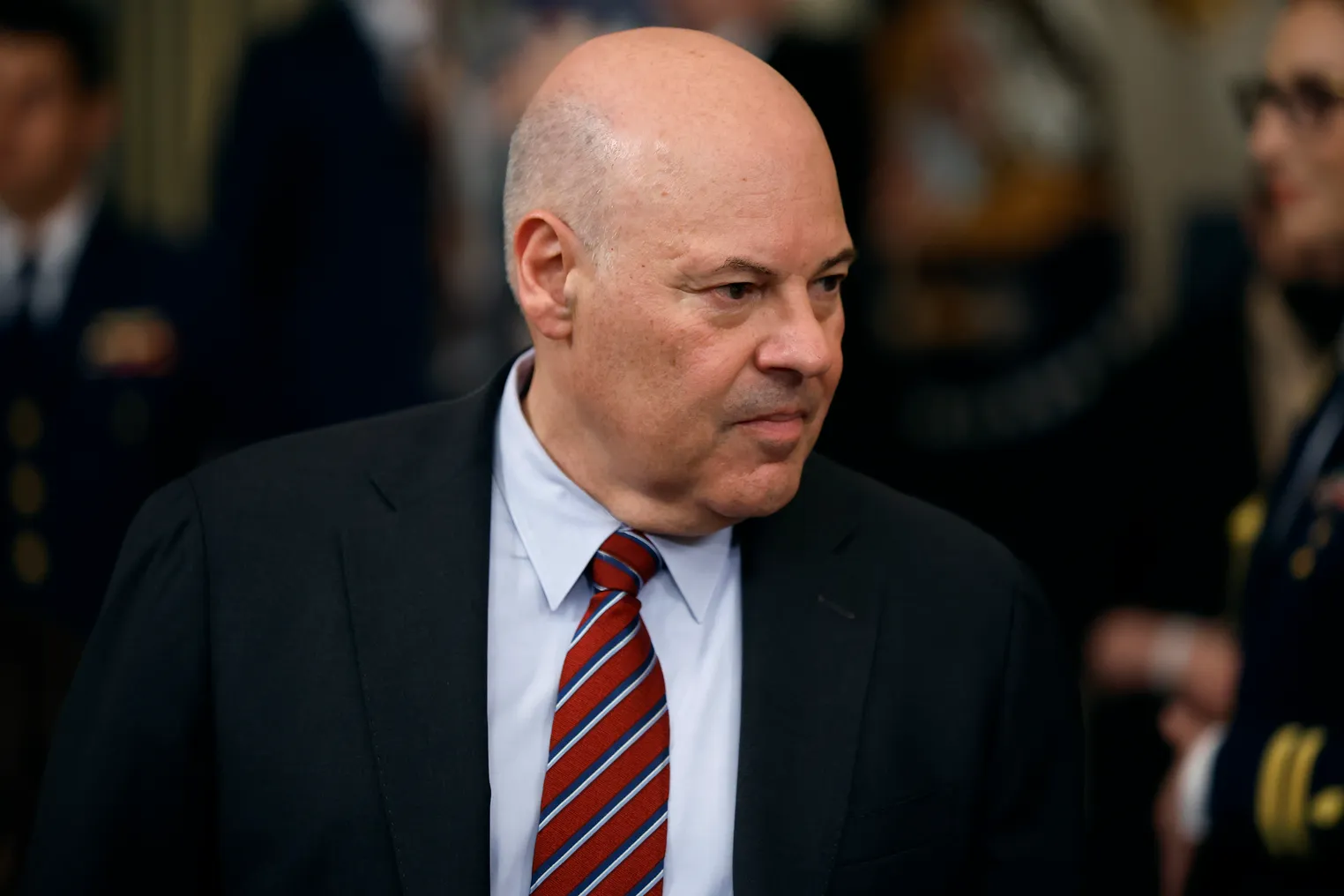 U.S. Postmaster General Louis DeJoy attends the signing ceremony for the Postal Service Reform Act in the State Dining Room at the White House on April 06, 2022 in Washington, DC.