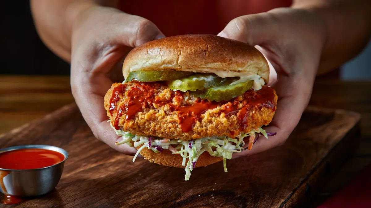A sandwich made with Quorn's Meatless ChiQin Cutlet.
