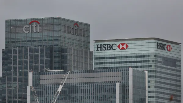 Citibank and HSBC headquarters building at Canary Wharf on November 12, 2014 in London, England.