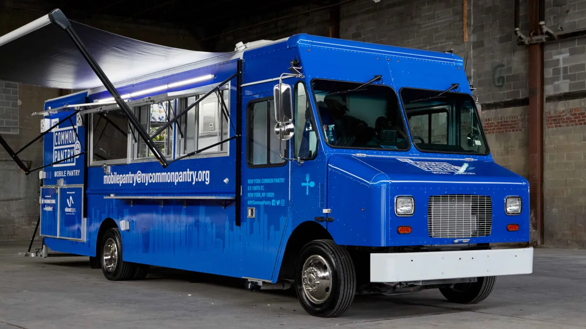 Exterior of mobile food pantry operated by New York Common Pantry and supported by FreshDirect customer donations