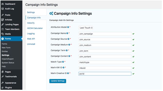 Wordpress UTM Settings