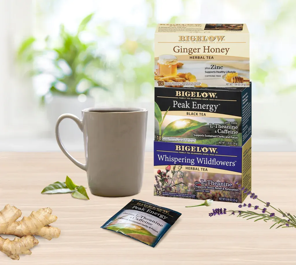 Packages of Bigelow Tea.