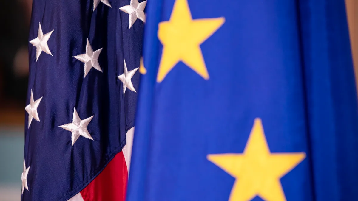 U.S. European Commission flags