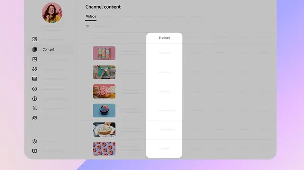 YouTube content tab