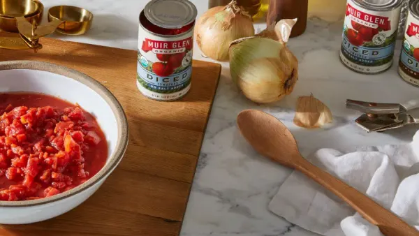 Cans of Muir Glen tomatoes