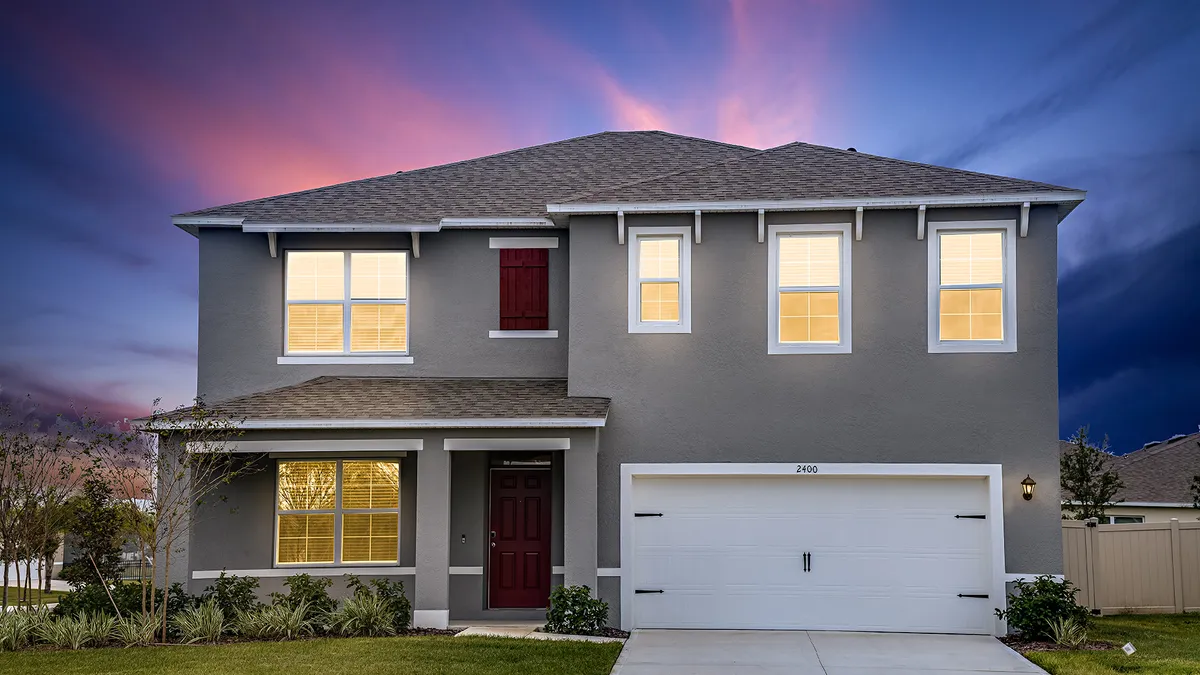 A grey single-family home.