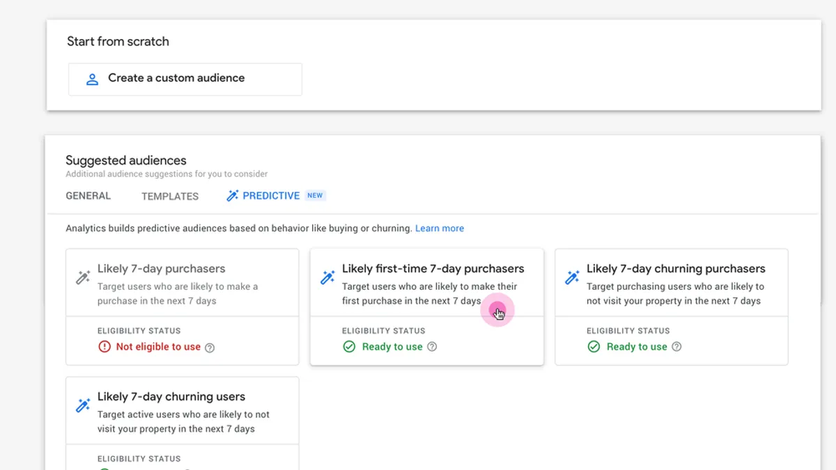 Google Predictive Audience Actions