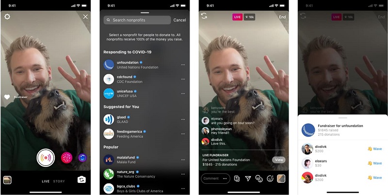 Instagram Live fundraising
