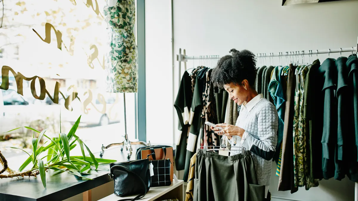 Woman looking at clothes