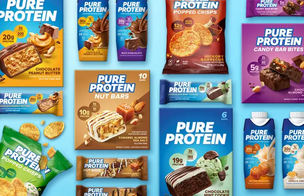 A variety of Pure Protein food and beverage items.