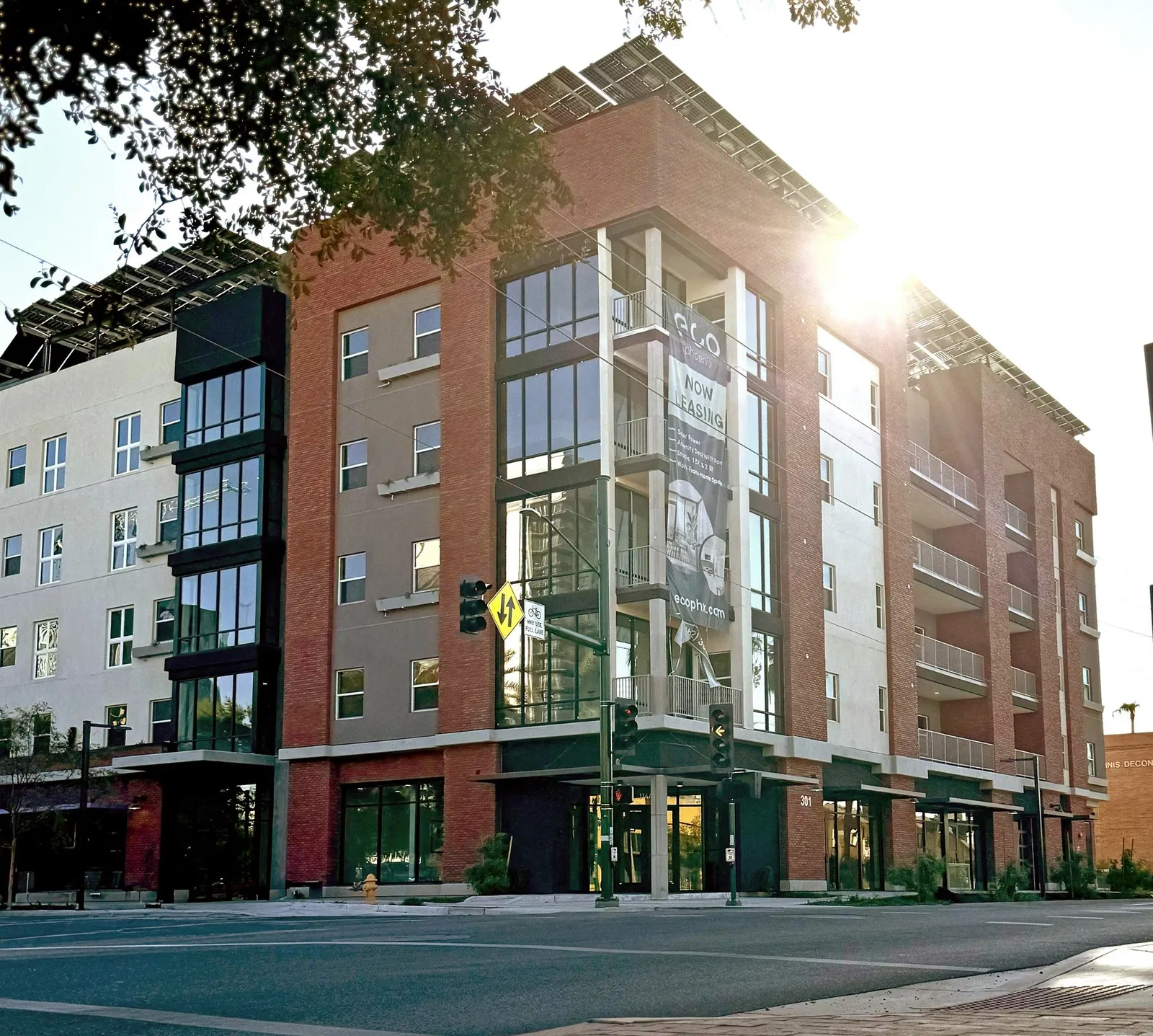 A mid-rise apartment building.