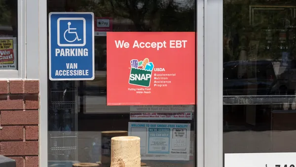 A sign about SNAP EBT outside of a store.