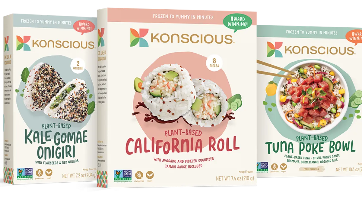 Konscious Foods plant-based California roll packaging