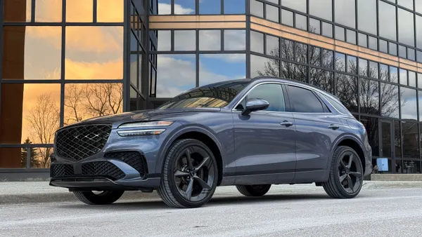 The 2026 Genesis GV70 3.5T Sport Prestige AWD has a bold, well-crafted exterior shows it is a confident compact SUV all around.