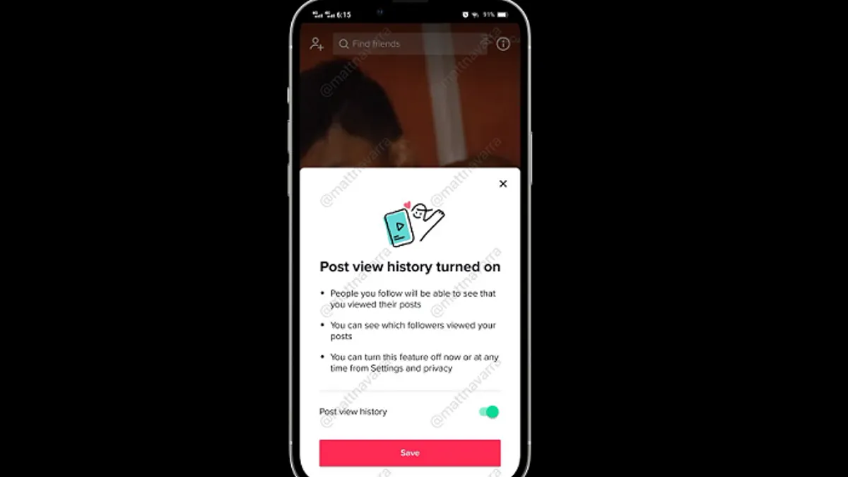 TikTok post view history