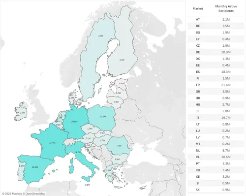 TikTok EU user map
