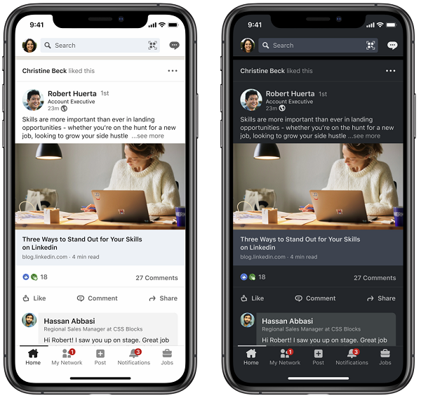 LinkedIn Dark Mode
