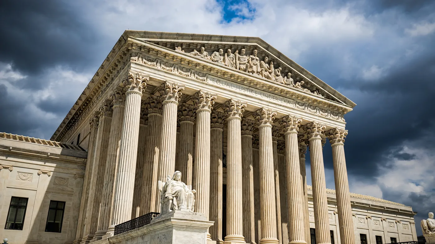 The front of the US Supreme Court building in Washington, DC.