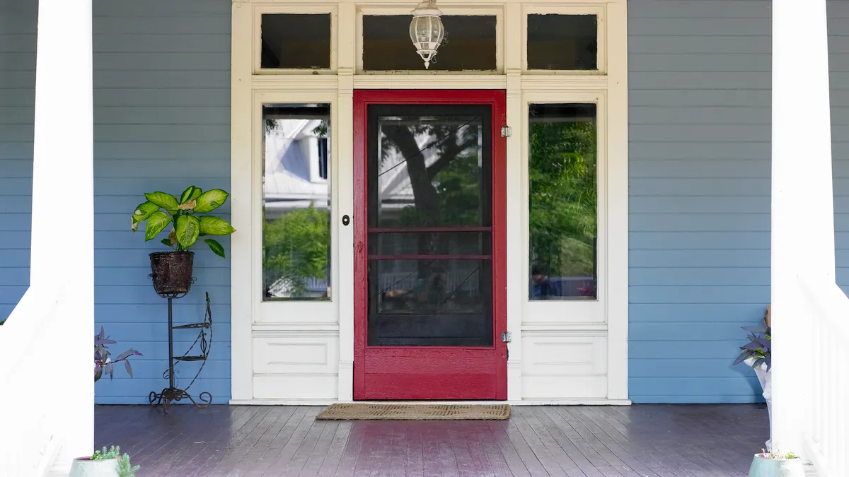 Close-up of house's front door