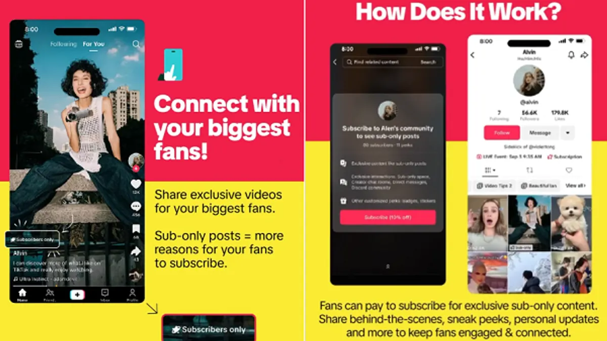 TikTok subscriptions