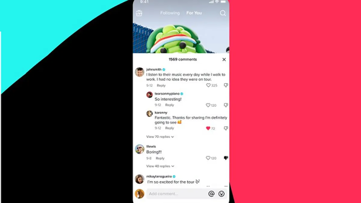 TikTok comment downvotes
