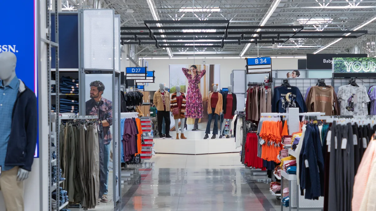 An interior of an updated Walmart store.