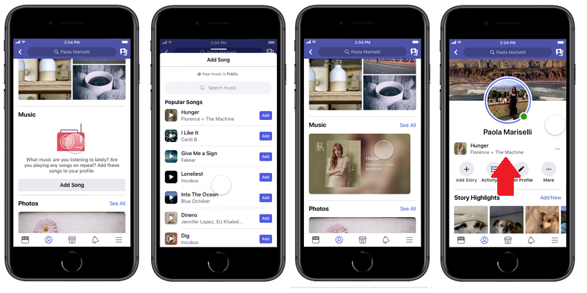 Facebook music on profiles