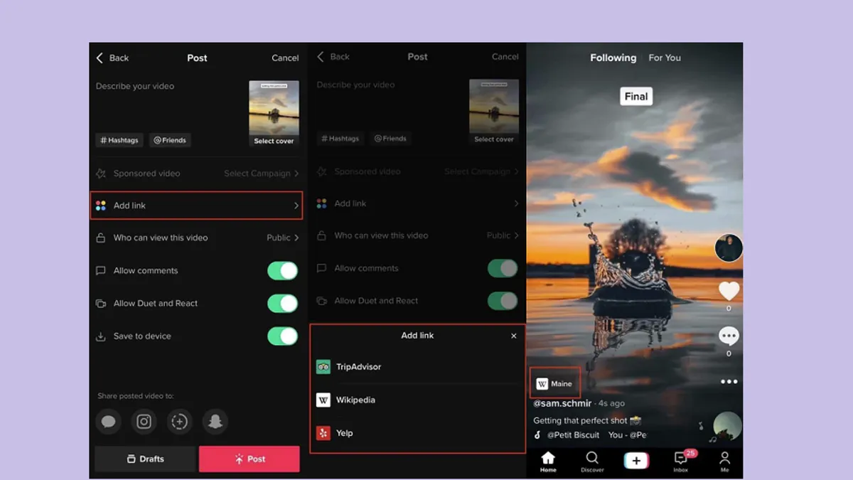 TikTok links