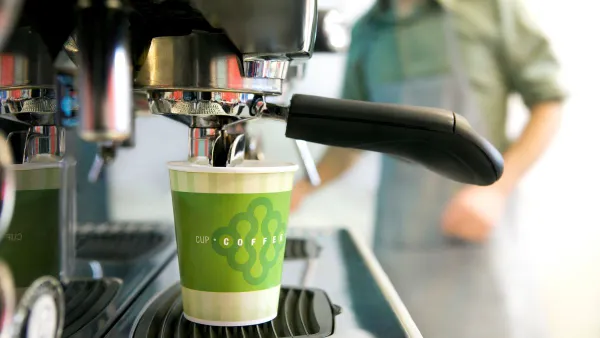 Cup of expresso coffee being made