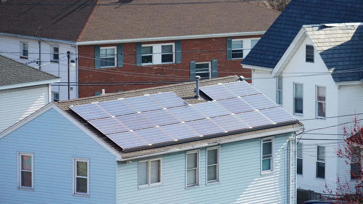 Photovoltaic solar panels on a residential building.