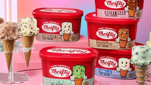 Packages of Thrifty Ice Cream