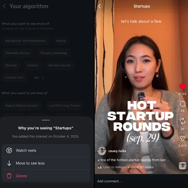 Instagram Reels algorithm control