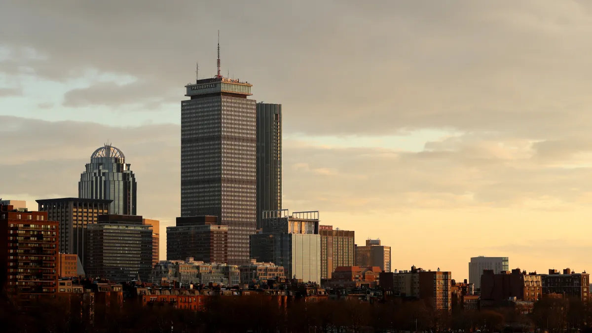 Boston skyline with a view of Prudential Center