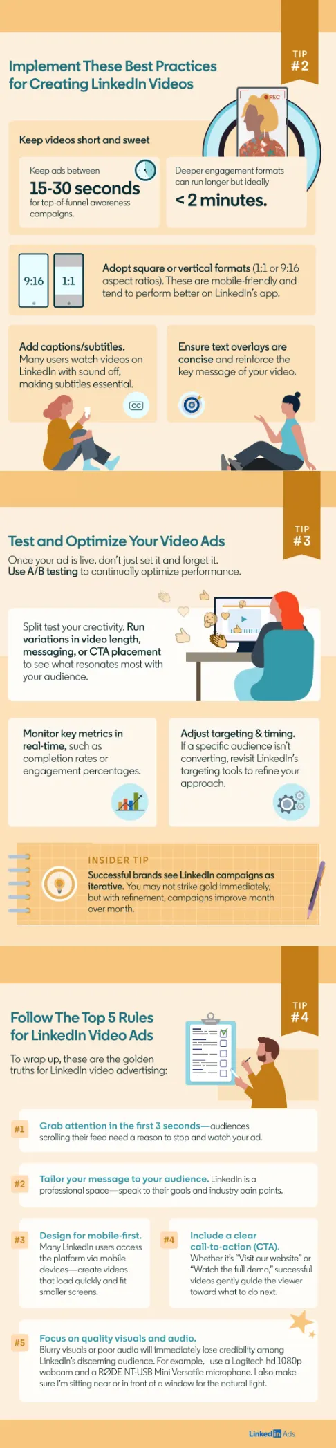 LinkedIn video content tips infographic