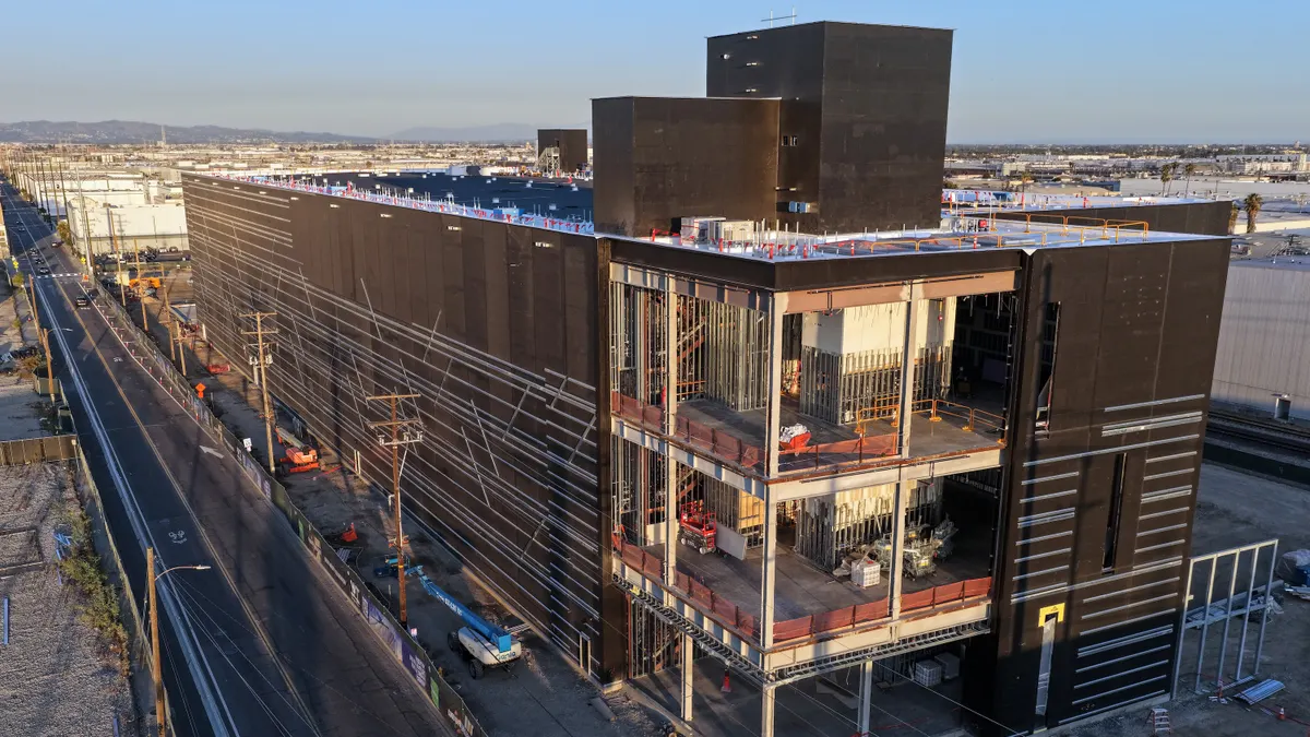 Aerial view of a data center being constructed in Vernon, California.