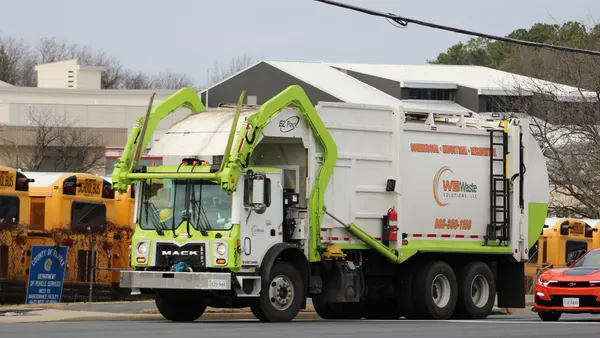 A WB Waste Solutions truck driving in Virginia