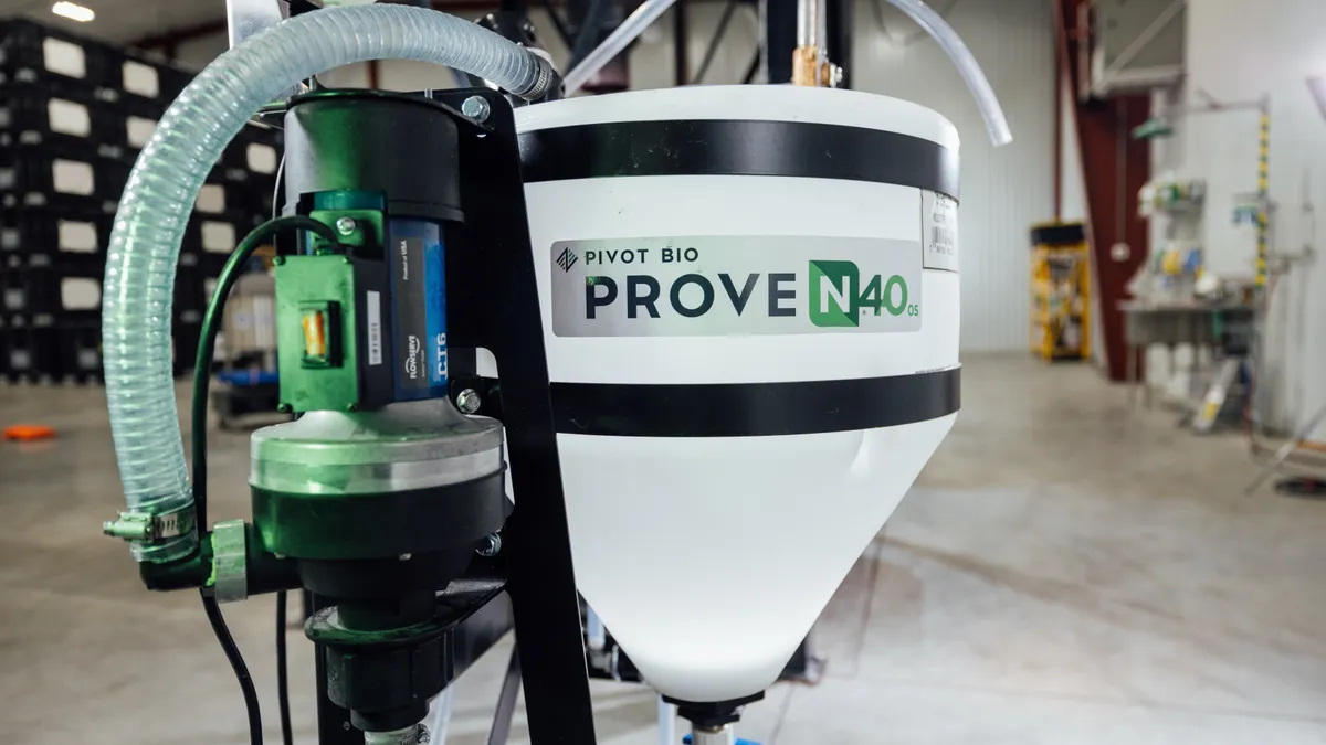 Equipment used to apply Pivot Bio's PROVEN 40 OS to seeds.