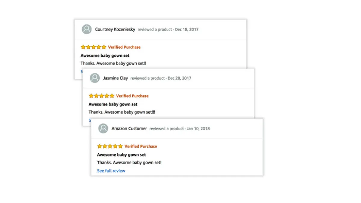 Fake reviews on Amazon