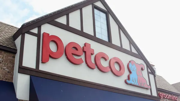 The facade of a Petco store.