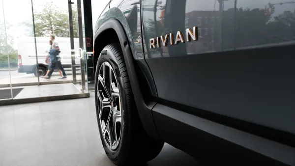 Rivian EVs displayed at an NYC storefront on June 23, 2023