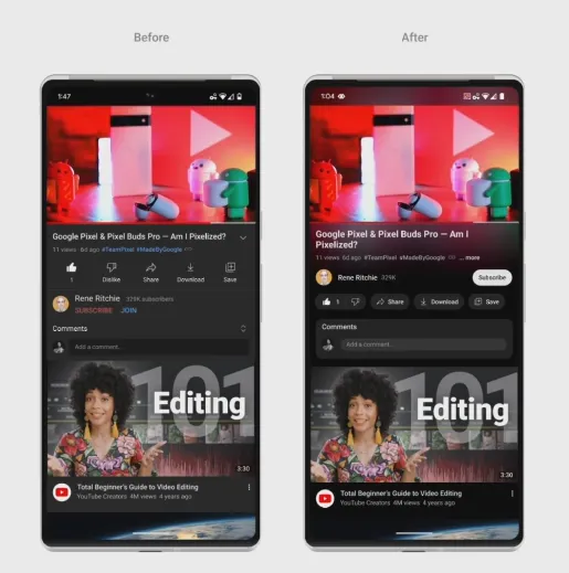YouTube design update