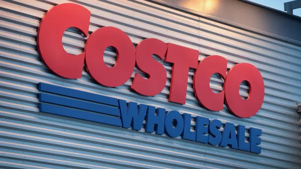 The front facade of a Costco store.