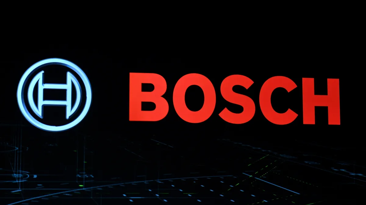 A bosch logo is seen on a screen.