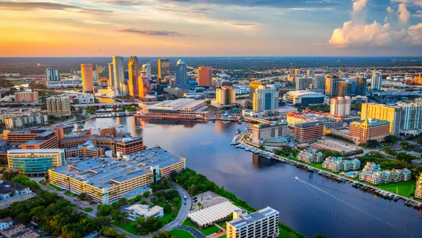 A skyline shot of Tampa, Florida.